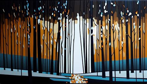 Premium AI Image | An acrylic painting of a forest in winter weather