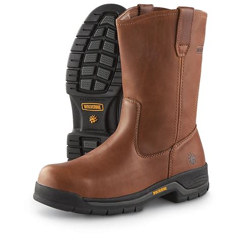 Men's Wolverine® Harrison 10" Steel Toe Wellington Boots, Brown - 190909, Work Boots at ...