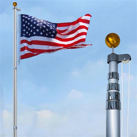 Stand 20FT Telescoping Flag Pole Kit, Thick 16-Gauge Aluminum, 3x5 Ame ...