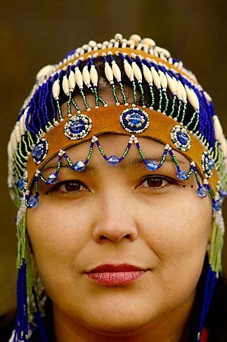 Alaska, Anchorage, Alaskan Native woman with beaded headdress Cultures ...