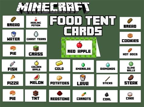 Minecraft Food Labels Free Printables - Printable And Enjoyable Learning