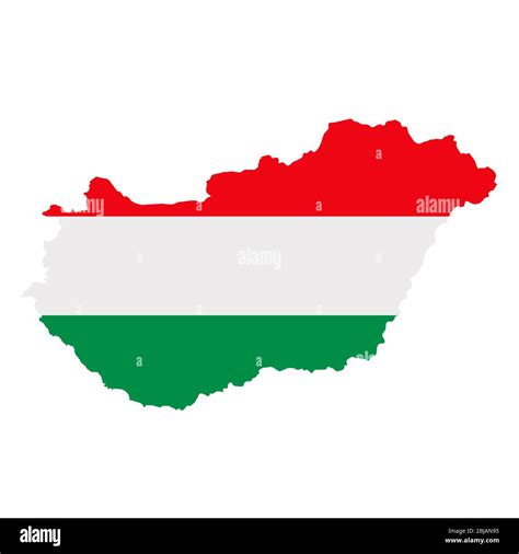 Hungary flag map. Country outline with national flag Stock Photo - Alamy