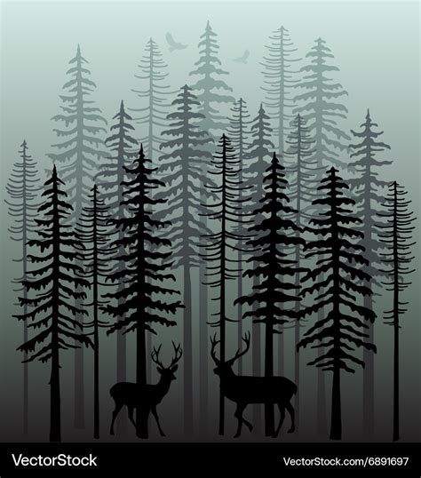 Winter forest with pine trees Royalty Free Vector Image