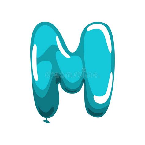 Capital English Letter M Made Of Blue Glossy Balloon. Funny Kids Education. Cartoon Alphabet ...