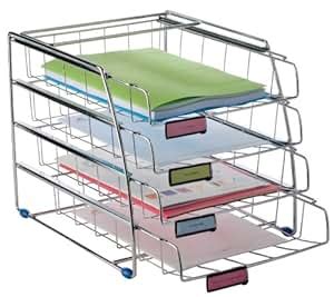 Amazon.com : Alba Four-Level Front Loading Wire Desktop Letter Size Trays, with Label Holders ...