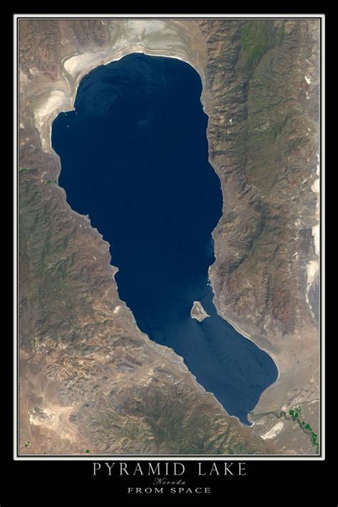 Pyramid Lake Nevada Satellite Poster Map — aerial views, from space ...