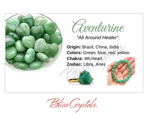 AVENTURINE Crystal Information Card, Double sided #HC51 in 2021 | Aventurine crystal, Aventurine ...