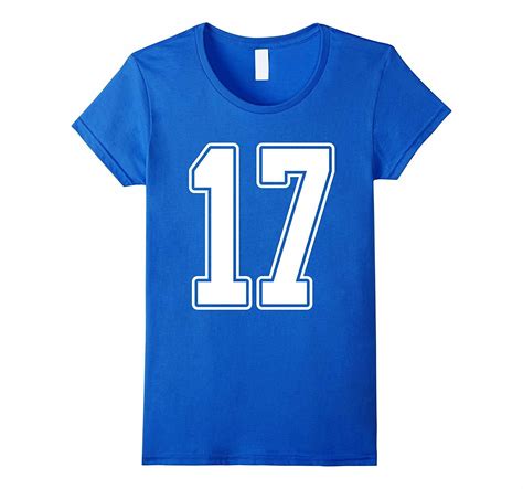 New Tee - #17 White Outline Number 17 Sports Fan Jersey Style T-Tee ...