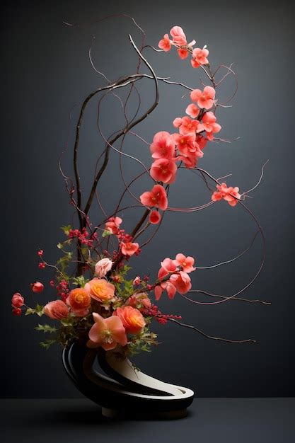 Premium Photo | Ikebana exotic flowers arrangement