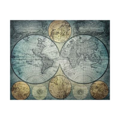 Poster Old world map of the 18th century. Concept on the theme of travel, adventure, geography ...