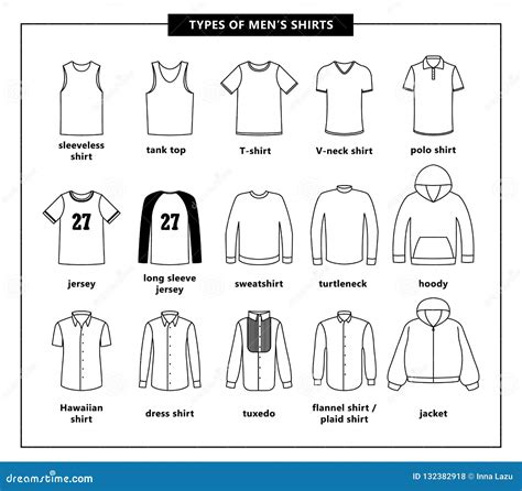 Types of men`s shirts stock vector. Illustration of model - 132382918