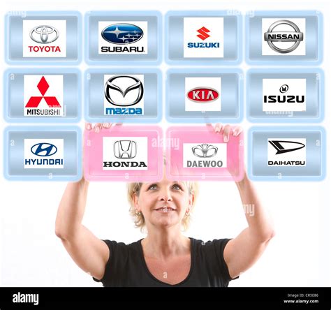 Virtual screens, touch screens. Asian car brands. Symbolic image Stock ...