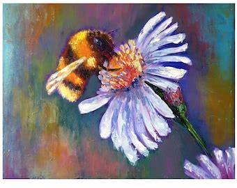 Honey Bee Painting Original Oil Artwork Insect Canvas Art | Etsy