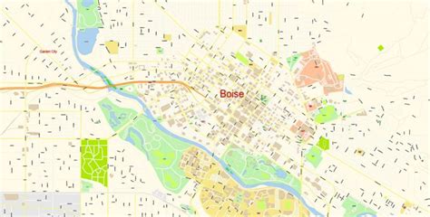 Boise Idaho US PDF Map Vector Exact City Plan detailed Street Map editable Adobe PDF in layers