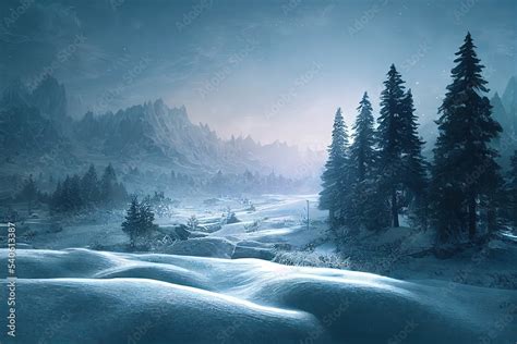 Fantasy concept showing a Lapland, Finland A magical winterscape ...