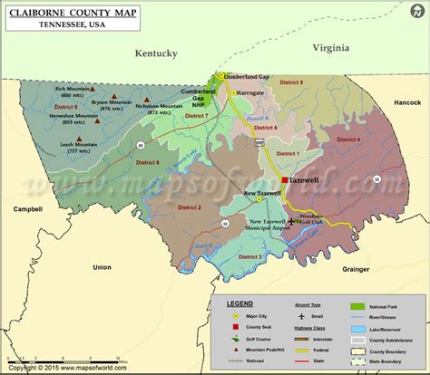 Claiborne County Map, TN | Map of Claiborne County Tennessee