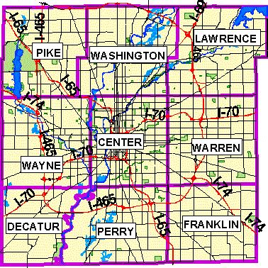 Marion County Indiana Township Map - State Coastal Towns Map