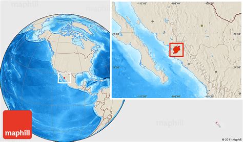 Shaded Relief Location Map of El Fuerte