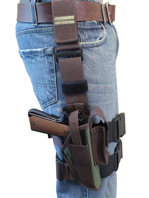 Woodland Green Tactical Leg Holster for Full Size 9mm 40 45 Pistols - Barsony Holsters