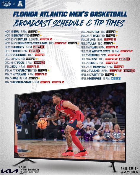 Florida Atlantic Full TV Schedule : r/CollegeBasketball