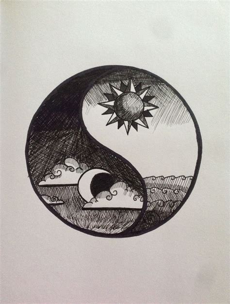 October 2013/ Pen Drawing/ Yin Yang made from black fineliners. Sun and Moon represent the two ...