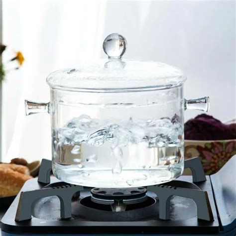 High Quality And Heat-resistant Borosilicate Clear Pyrex Glass Cooking Pot Pan Cookware Wood ...