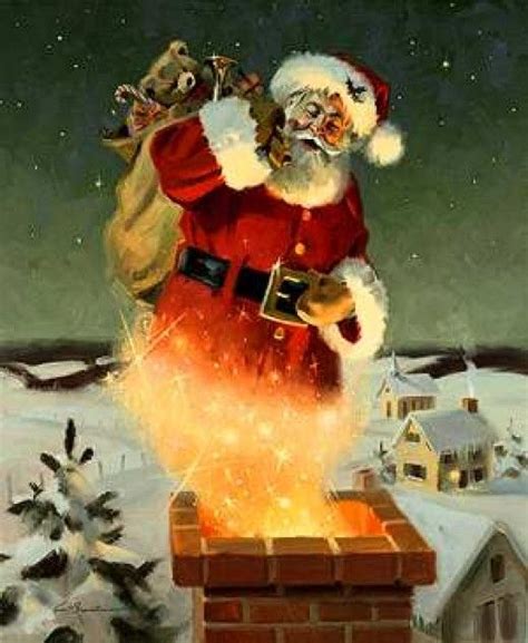 Magical Santa Fin Descending a Chimney