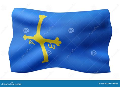 3d Asturias region flag stock illustration. Illustration of gijon - 199102297