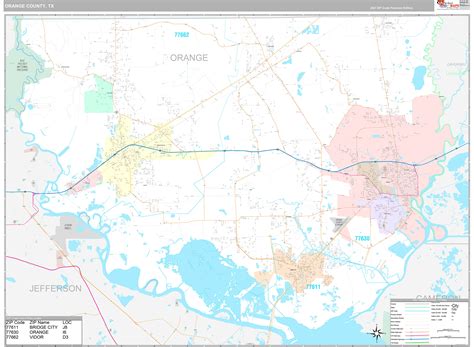 Orange County, TX Wall Map Premium Style by MarketMAPS - MapSales