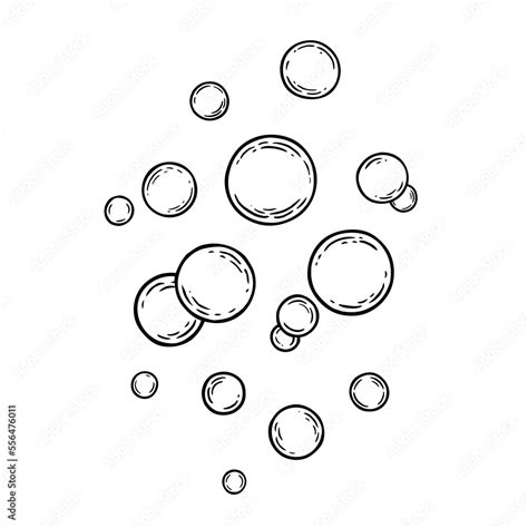 Bubble sketch. Hand draw doodle bubbles. Drawing soap. Drop sparkle purity. Cartoon simple water ...