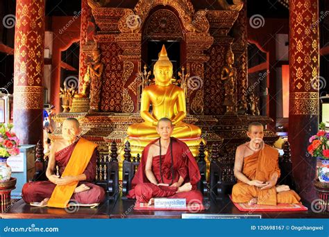 Buddha Image and Monk in Wat Phra Singh, Chiang Mai, Thailand Editorial Photography - Image of ...