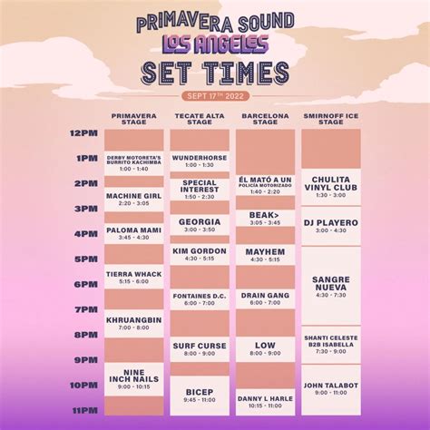 Primavera Sound Los Angeles Set Times - LAmag