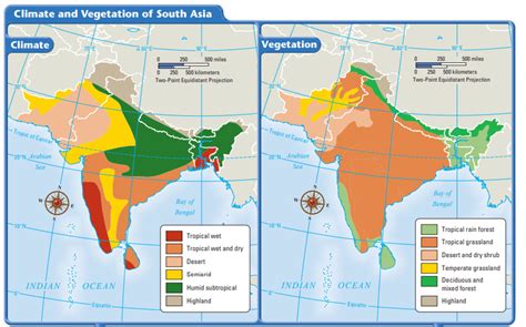 Geography Blog: Map - Climate and Vegetation of South Asia