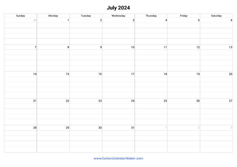 Printable Calendar With Grid Lines 2024 Template - Calendar Word Format ...