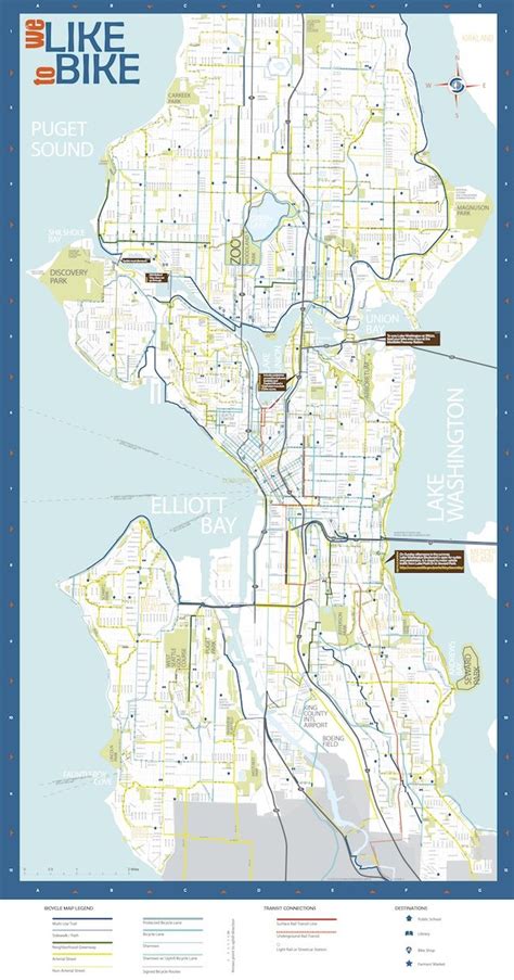 Biking Routes Seattle | Seattle vacation, Seattle area, Map