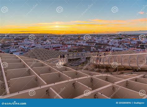 Sunset View of Setas De Sevilla in Spain Stock Photo - Image of cityscape, scene: 205080896