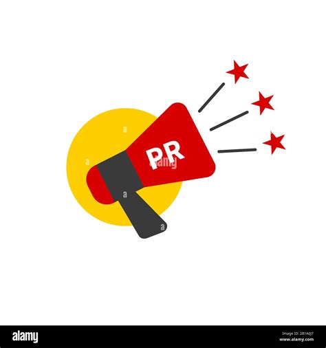 PR agency logo, public relations icon, megaphone with stars, promotion ...