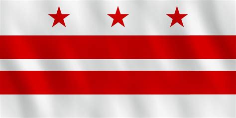 District of Columbia flag with waving effect, official proportion ...