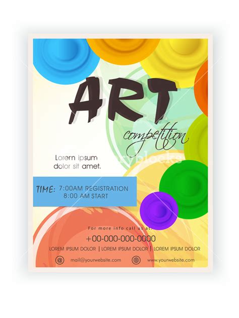 Art competition announcement template banner or flyer design with timing schedule. Royalty-Free ...