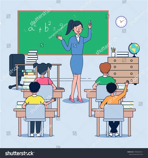 Cartoon Teachers Concept Female Teacher Standing Stock Vector (Royalty ...