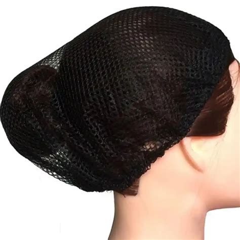 12 Pcs Disposable Mesh Cap Black Hair Net Caps Elastic Free Size Head ...