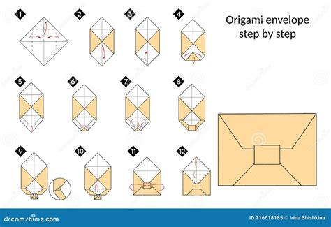 Cómo Hacer Un Sobre De Origami Paso a Paso Ilustración del Vector ...