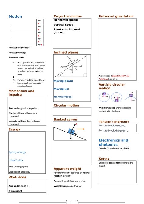 2611Final cheat sheet - Motion no x no a no v no u no t Average acceleration: Average velocity ...