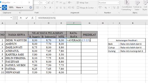 Menggunakan Rumus Excel (AVERAGE dan IF) dalam Menentukan Nilai Rata ...