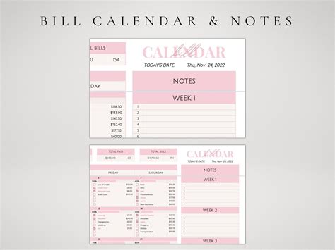 Monthly Bill Tracker Spreadsheet 2023 Bill Calendar Google - Etsy