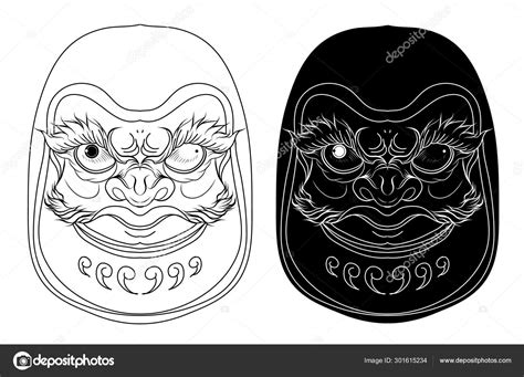 Japanese Daruma Doll Vector Tattoo Print Coloring Books, 53% OFF