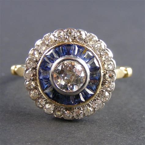 Sapphire & diamond target ring | DB Gems