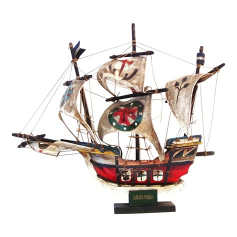 Wooden Ship Model Pirate Ship Nautical Sail Boat | Chairish