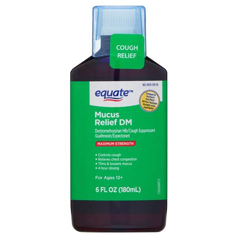 Equate Mucus Relief DM Liquid Cough Suppressant and Expectorant, 6 fl ...