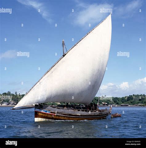 Kenya, Lamu Island, Lamu . A jahazi or small dhow (the wooden sailing ...